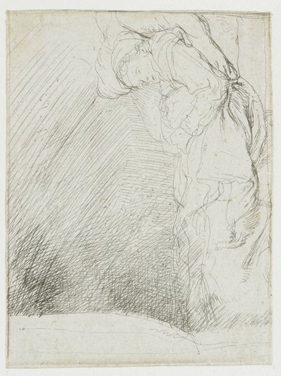 Blatt mit Studien, mit einer Frau, die krank im Bett liegt von Rembrandt van Rijn
