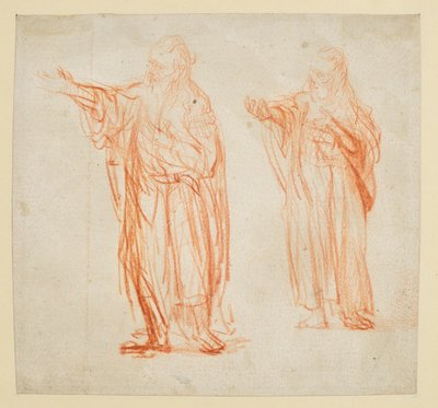 Blatt mit zwei Studien für "Johannes der Täufer" von Rembrandt van Rijn