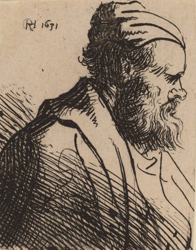 Mann mit Stupsnase in einer Mütze von Rembrandt van Rijn
