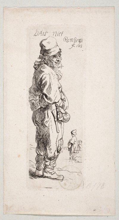 Stehender Bauer nach rechts gewandt "DatS niet" von Rembrandt van Rijn