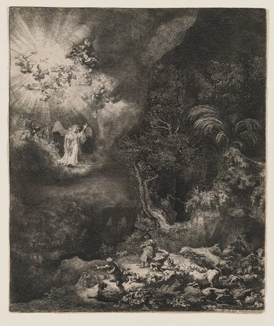 Der Engel erscheint den Hirten von Rembrandt van Rijn