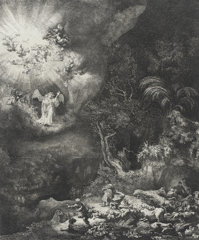 Der Engel erscheint den Hirten, 1634 von Rembrandt van Rijn