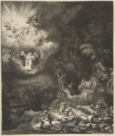 Der Engel erscheint den Hirten, 1634 von Rembrandt van Rijn