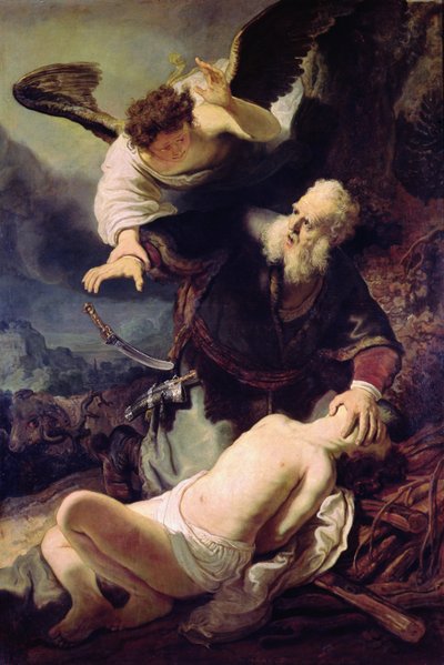 Der Engel stoppt Abraham beim Opfer Isaaks, 1636 von Rembrandt van Rijn