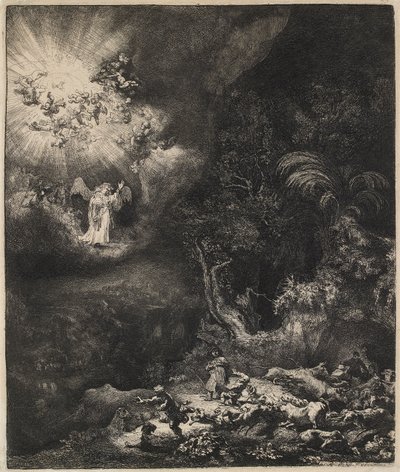 Der Engel erscheint den Hirten, 1634 von Rembrandt van Rijn