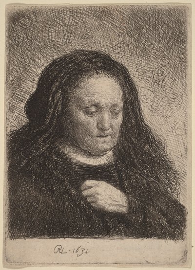 Die Mutter des Künstlers mit der Hand auf der Brust von Rembrandt van Rijn