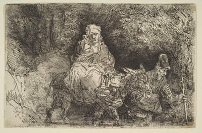 Die Flucht nach Ägypten: Überquerung eines Baches, 1654 von Rembrandt van Rijn