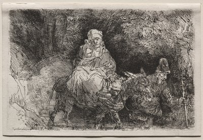 Die Flucht nach Ägypten: Überquerung eines Baches, 1654 von Rembrandt van Rijn