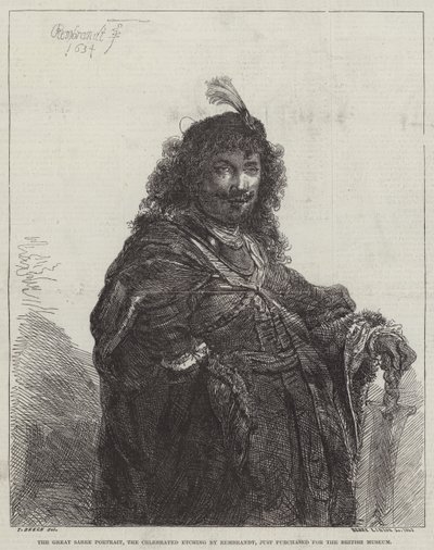 Das große Säbelporträt, die berühmte Radierung von Rembrandt van Rijn