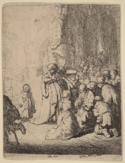 Die Darstellung im Tempel mit dem Engel: Kleine Platte von Rembrandt van Rijn