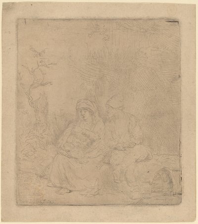Die Rast auf der Flucht: Leicht radiert, 1645 von Rembrandt van Rijn