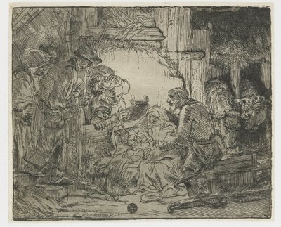 Die Anbetung der Hirten: mit der Lampe von Rembrandt van Rijn