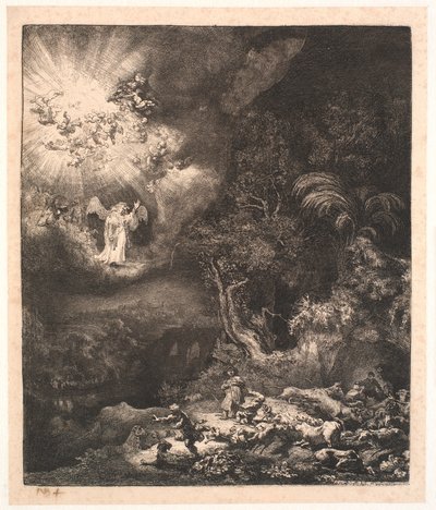 Der Engel erscheint den Hirten von Rembrandt van Rijn