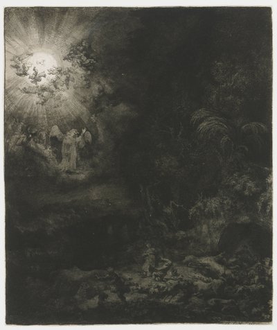 Der Engel erscheint den Hirten von Rembrandt van Rijn