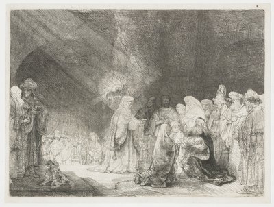 Die Darstellung im Tempel: länglicher Druck von Rembrandt van Rijn