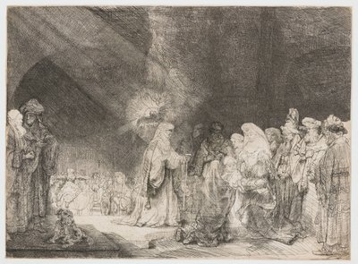 Die Darstellung im Tempel: länglicher Druck von Rembrandt van Rijn