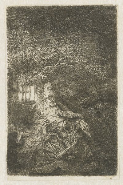 Die Rast auf der Flucht nach Ägypten: ein Nachtstück von Rembrandt van Rijn