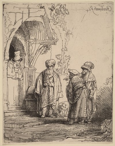 Drei orientalische Figuren (Jakob und Laban?) von Rembrandt van Rijn