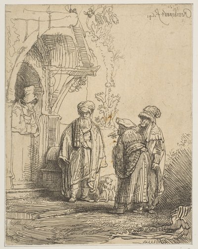 Drei orientalische Figuren: Jakob und Laban (1641) von Rembrandt van Rijn