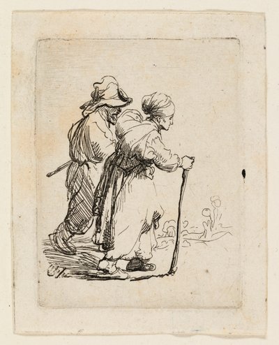 Zwei Landstreicher, ein Mann und eine Frau von Rembrandt van Rijn