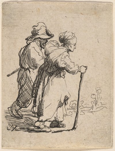 Zwei Landstreicher, ein Mann und eine Frau von Rembrandt van Rijn