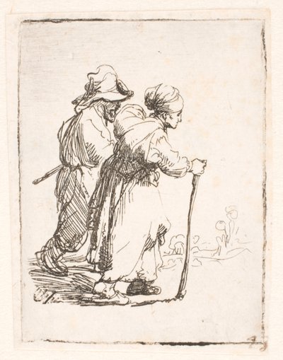 Zwei Landstreicher, ein Mann und eine Frau von Rembrandt van Rijn