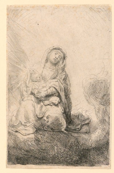 Jungfrau und Kind in den Wolken von Rembrandt van Rijn