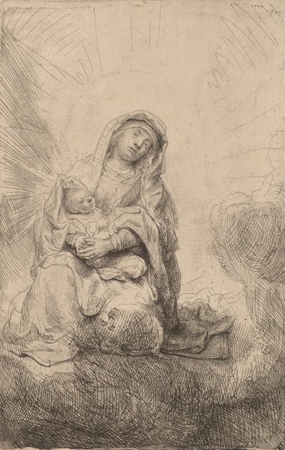 Jungfrau und Kind in den Wolken, 1641 von Rembrandt van Rijn
