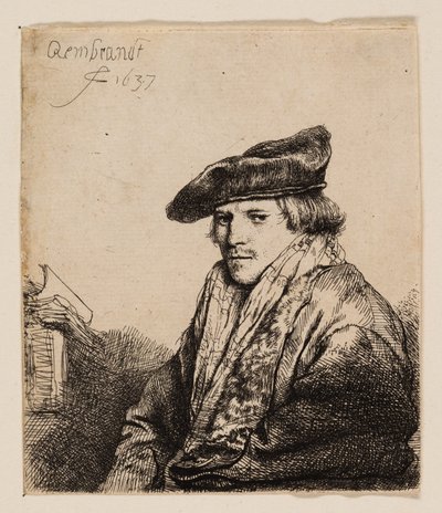 Junger Mann mit Samtkappe (Petrus Sylvius?) von Rembrandt van Rijn