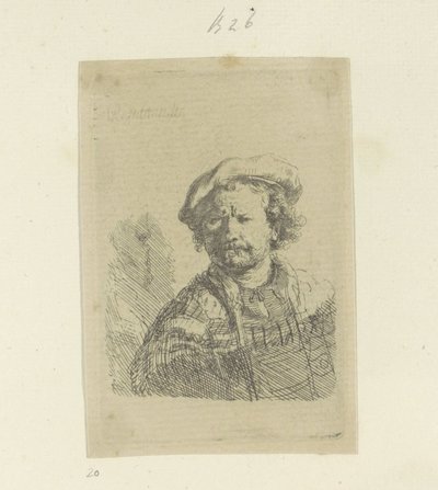 Zelfportret met baret en bewerkte mantel von Rembrandt van Rijn