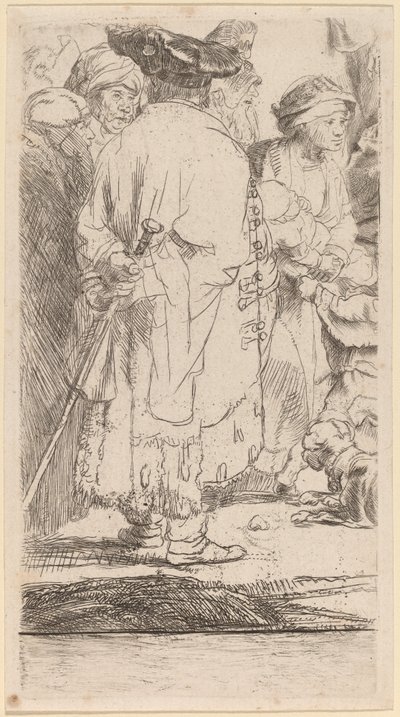 Der Mann mit dem Stock (Fragment aus dem Hundert-Gulden-Blatt) von Rembrandt van Rijn and William Baillie