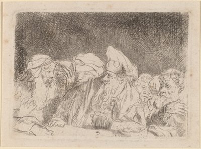 Die Pharisäer debattieren (Fragment aus dem Hundert-Gulden-Blatt) von Rembrandt van Rijn and William Baillie