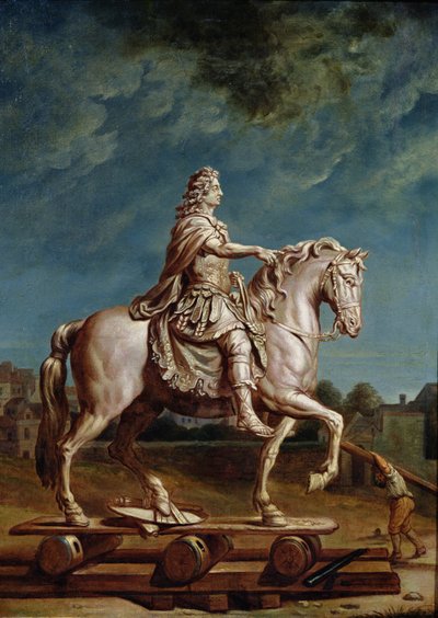 Transport der Reiterstatue von Ludwig XIV. aus der Werkstatt im Kapuzinerkloster, 1669 von René Antoine Houasse