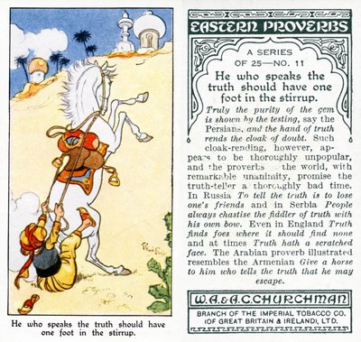 Wer die Wahrheit spricht, sollte einen Fuß im Steigbügel haben, 1931 von René Bull
