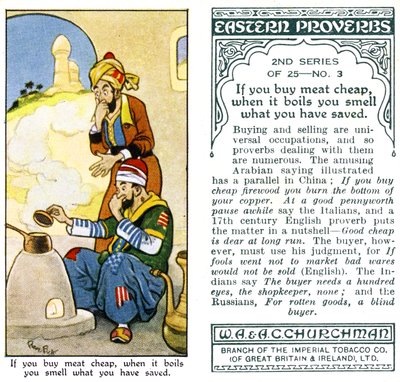 Wenn du billiges Fleisch kaufst, riechst du beim Kochen, was du gespart hast, 1932 von René Bull