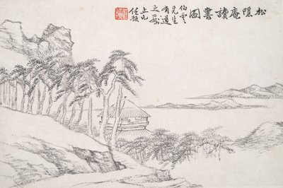 Lesen im abgelegenen Kiefernstudio (Song yin an) von Ren Yu
