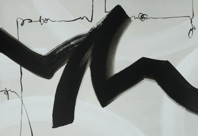 Dynamischer schwarzer Tintenfluss von Renate Holzner