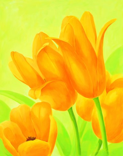 Lebhafte Orange Tulpen von Renate Holzner