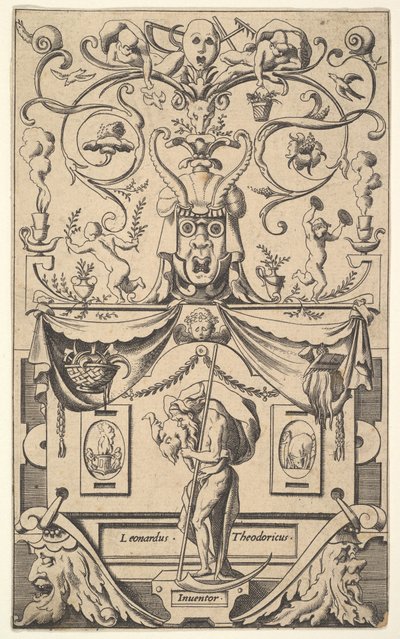 Tafel mit Figur des Saturn, Tafel 1, ca. 1550-65 von Rene Boyvin