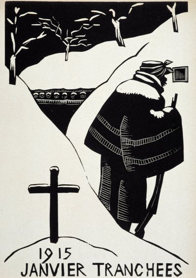 Januar 1915: die Schützengräben - aus „Calendar of War“, illustriert von Herman-Paul, Librairie Lutetia, Paris von Rene George Hermann Paul
