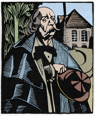 Porträt von Gustave Flaubert (1821-1880). Holzstich von Hermann-Paul (Hermann Paul) (1874-1940) für Louis Bertrands Buch 