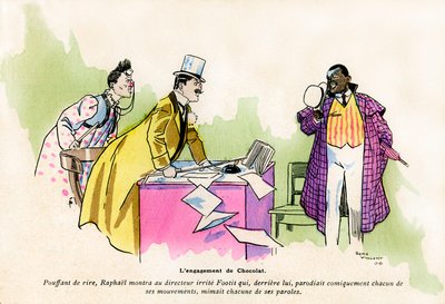 Das Engagement von Chocolat durch den Direktor des Nouveau Cirque de Paris - Clown-Duo von George Footitt (manchmal FootIT oder Footitt, sein richtiger Name Tudor Hall, Weißclown) von Rene Vincent