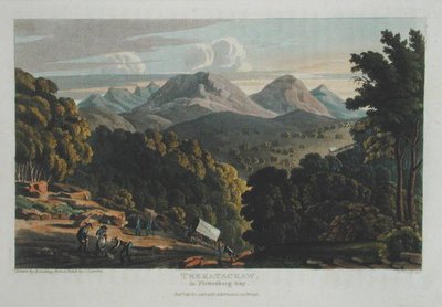 Trekatackaw in Plettenberg Bay, gezeichnet nach der Originalskizze von R. Cocking, veröffentlicht 1818 von Rev. Christian Ignatius (after) Latrobe