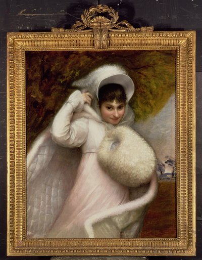 Porträt einer Dame in einem weißen Kleid von Rev. Mathew William Peters