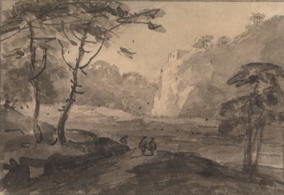 Landschaft mit drei Figuren auf einer Straße von Rev. William Gilpin