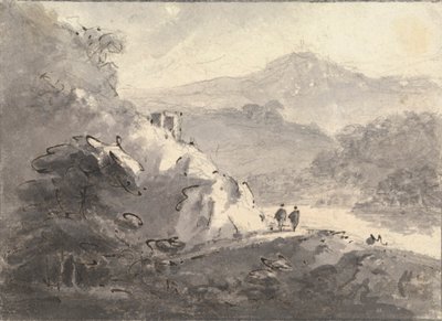 Landschaft mit zwei Figuren auf einer Straße von Rev. William Gilpin