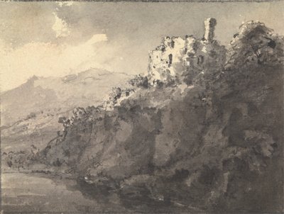 Landschaft mit Schloss auf einem Hügel rechts von Rev. William Gilpin
