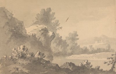 Flusslandschaft mit Burg in der Ferne von Rev. William Gilpin