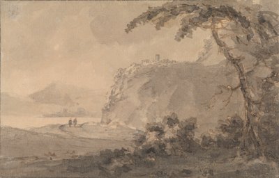 Zwei Figuren auf einer Straße an einem See von Rev. William Gilpin