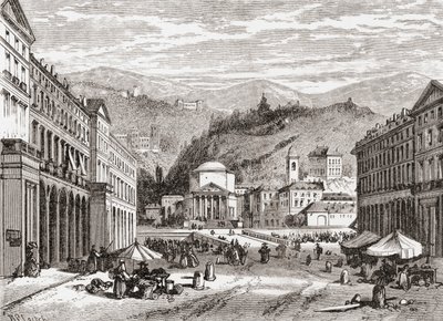 Eine Straße in Turin, Italien im späten 19. Jahrhundert. Aus Italienische Bilder von Rev. Samuel Manning, veröffentlicht um 1890. von Reverend Samuel Manning